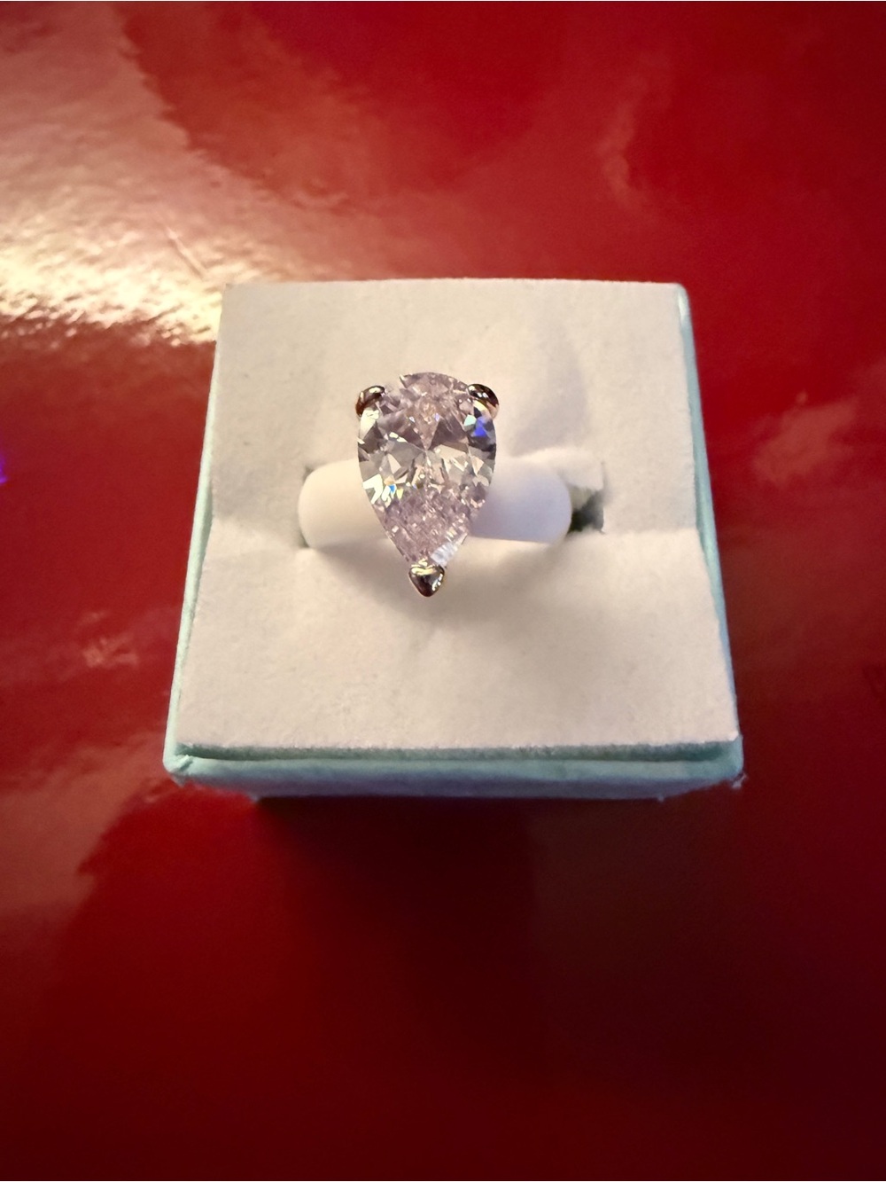 Sparkling Pear-Cut White CZ Ring - Women's Jewelry